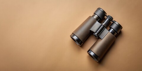 Binoculars top view on beige background, binoculars, black, beige, background, top view, flat lay, optics, equipment