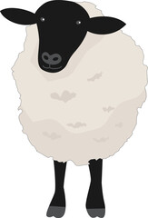 一匹のサフォーク種の羊の正面イラスト