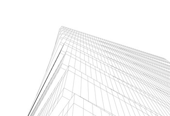 Abstract architectural drawing 3d illustration