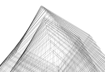Abstract architectural drawing 3d illustration