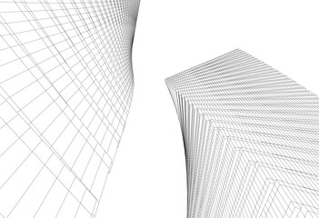 Abstract architectural drawing 3d illustration