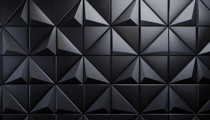 Fototapeta premium sleek black triangular tile wallpaper with polished semigloss finish modern 3d wall background render