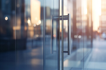Modern Glass Door with Chrome Handle.