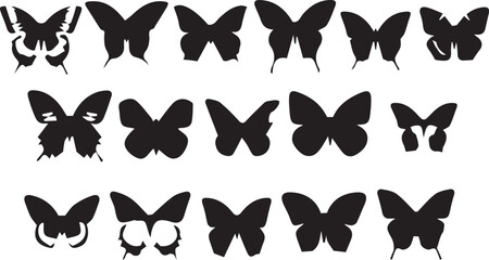 Fototapeta premium Butterfly Shadowy Silhouette Vector Art Pack