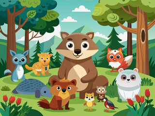 Naklejka premium animals in the forest