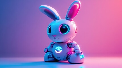 Fototapeta premium Robo-Rabbit in a Futuristic Playground with Minimalistic Abstract Background