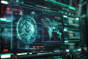 Obraz premium Antivirus alert Detailed view of computer screen during spyware scanning encryption for data protection in focus