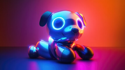 Robo-Dog in a Futuristic Playground with Minimalistic Abstract Background