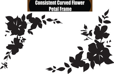 Curved Flower Petal Frame   Black and White vector Design
