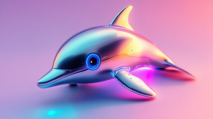 Fototapeta premium Robo-Dolphin in a Futuristic Playground with Minimalistic Abstract Background