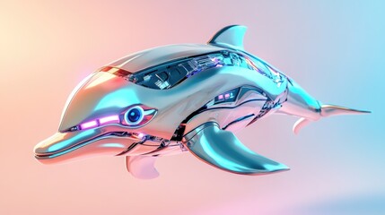 Robo-Dolphin in a Futuristic Playground with Minimalistic Abstract Background