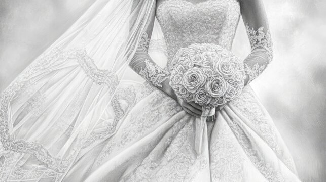 Pencil drawings of wedding dresses 2025