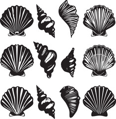  Shell  Artistic Silhouette Elements in Black