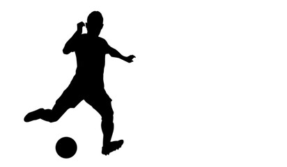 Soccer player, soccer player black white. Soccer player silhouette.