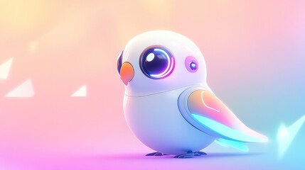 Obraz premium Robo-Parrot in a Futuristic Playground with Minimalistic Abstract Background