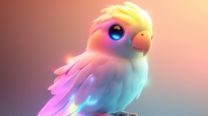 Robo-Parrot in a Futuristic Playground with Minimalistic Abstract Background