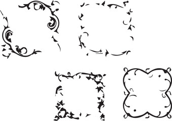 Floral Frame   Artistic Silhouette Elements in Black