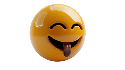 3D Emoji with a wink and tongue out ,isolated on a pure white background