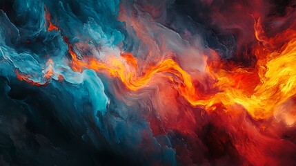 Fototapeta premium Abstract Painting of Swirling Blue and Red Colors