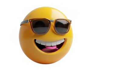 3D Emoji with sunglasses ,isolated on a pure white background