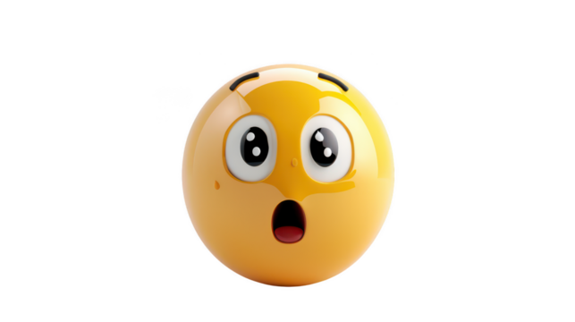 3D Emoji with a shocked expression ,isolated on a pure white background