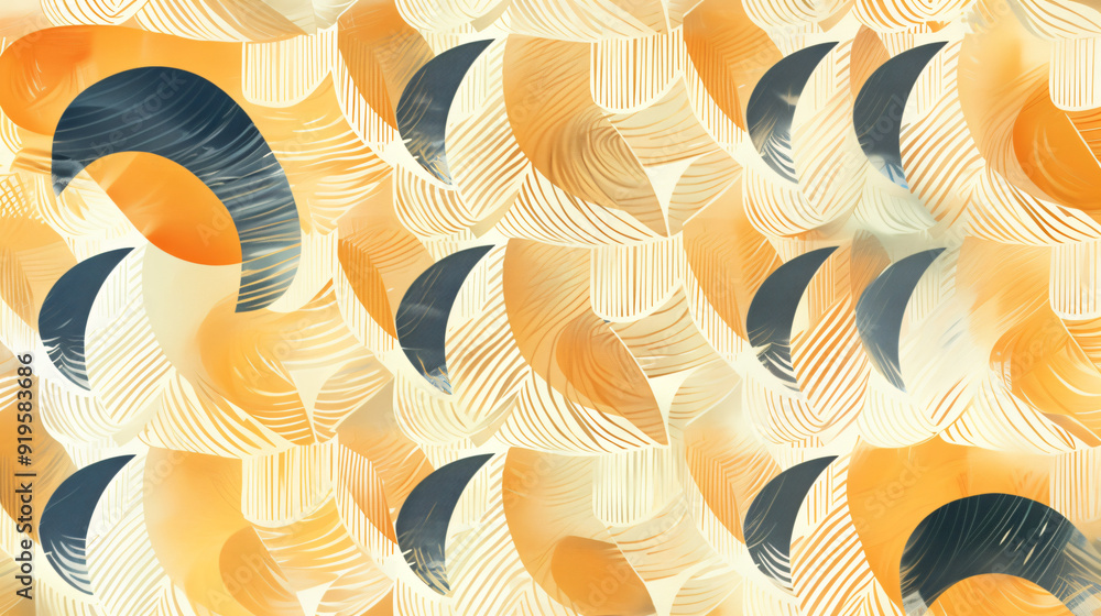 Aufkleber geometric shapes repeating on a light orange background in a seamless pattern