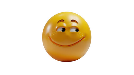 3D Emoji with a smirk ,isolated on a pure white background