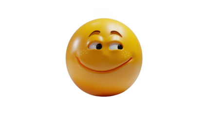 3D Emoji with a smirk ,isolated on a pure white background