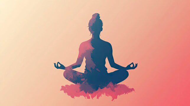 Vector graphic of a person meditating, serene and peaceful, minimalist design, clean lines