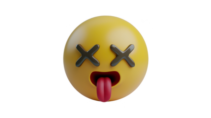 3D Emoji with crossed eyes and tongue out ,isolated on a pure white background