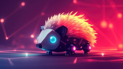 Robo-Hedgehog in a Futuristic Playground with Minimalistic Abstract Background