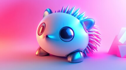 Robo-Hedgehog in a Futuristic Playground with Minimalistic Abstract Background