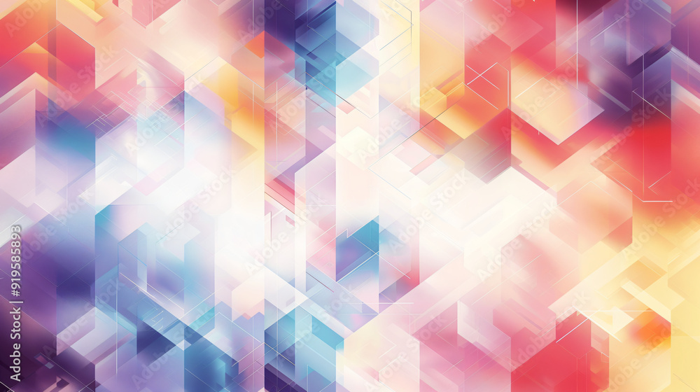 Poster modern design featuring an abstract composition of geometric shapes in the background