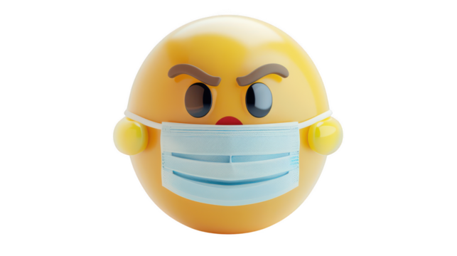 3D Emoji with a medical mask ,isolated on a pure white background - Powered by Adobe