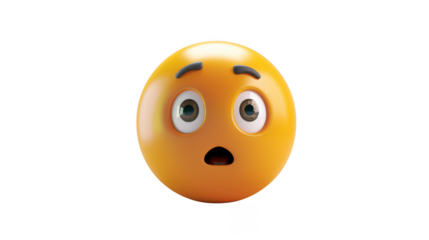 3D Emoji with a look of confusion ,isolated on a pure white background