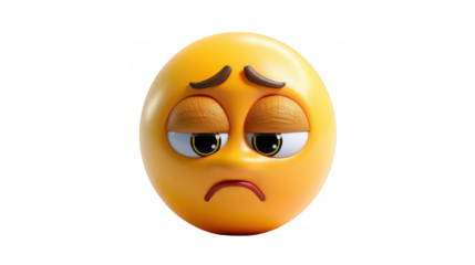 3D Emoji with a look of exhaustion ,isolated on a pure white background