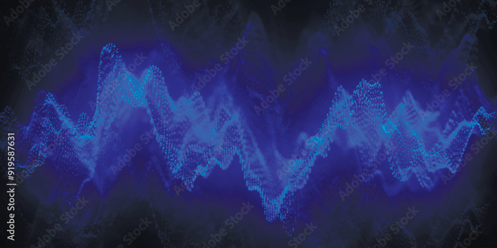Poster futuristic particle wave. abstract technology background. big data visualization. equalizer wave. 3d