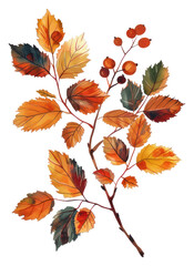 Naklejka premium PNG An Autumn leaves of hawthorn graphics pattern herbal.