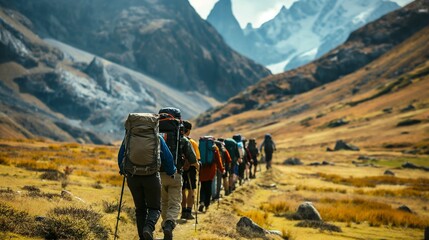 hikers leading a group of novices on a guided trek