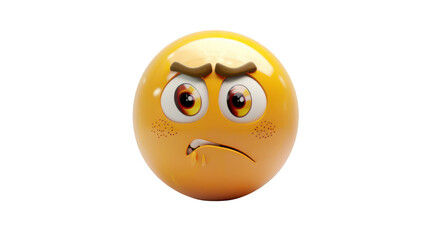 3D Emoji with a look of guilt ,isolated on a pure white background
