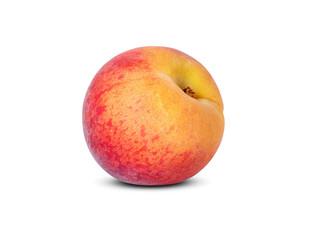 Whole peach on white background. Organic peach isolated on white background. Full depth of field with clipping path