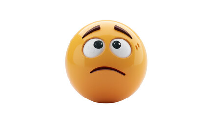 3D Emoji with a look of indifference ,isolated on a pure white background