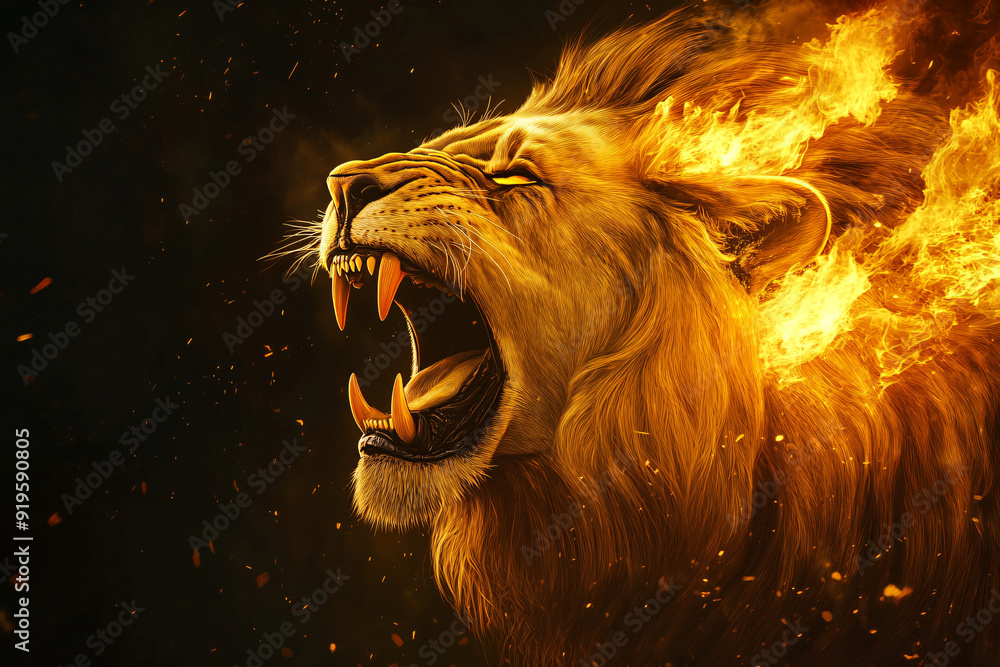 Wall mural Fiery Lion Roar.