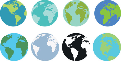 Earth globe icon set collection