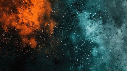 Obraz premium Black orange teal grainy background noise texture grunge