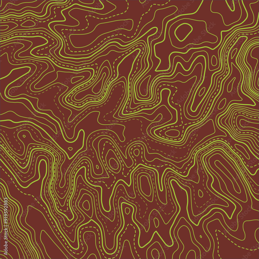 Poster stylized topographic map outline height in lines and contours. the concept of a conditional geograph