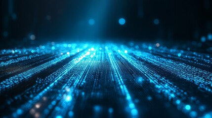 Cyberspace with particles and data network connections.