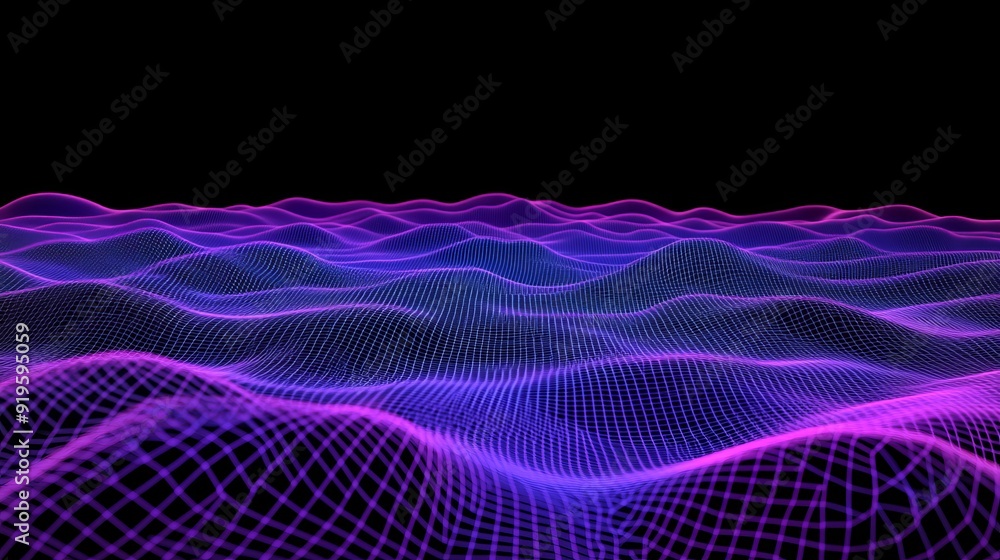 Poster a purple tech background with a network background. a neon background perspective with big data. a s
