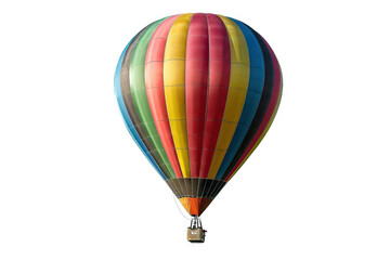 Naklejka premium Vibrant colorful hot air balloon isolated against a clear sky, symbolizing freedom and adventure in travel