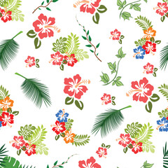 Cute colored Floral Pattern On White Background 